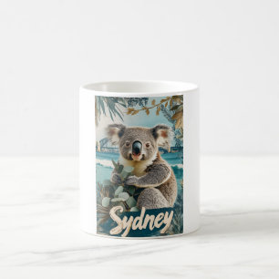 Taza De Café Adorable Koala con el puente del puerto de Sydney
