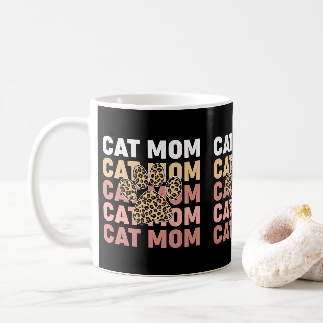 Taza De Café Adorable Leopard Print Paw Cats Dueños de gatos ma (Con donut)