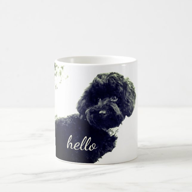 Taza De Café ©Adorable Love Friend/Black Poodle Puppy Hello (Centro)