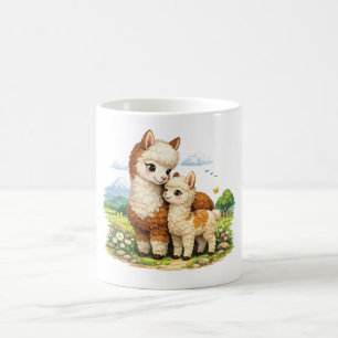 Taza De Café Adorable Madre Alpaca y Bebé