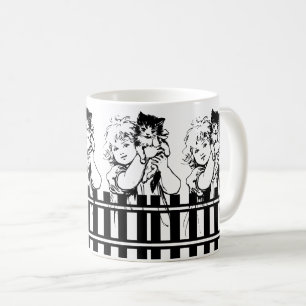 Taza De Café Adorable niña pequeña y dulce gato