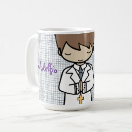 Taza De Café Adorable niño de la morena de la Santa Comunión