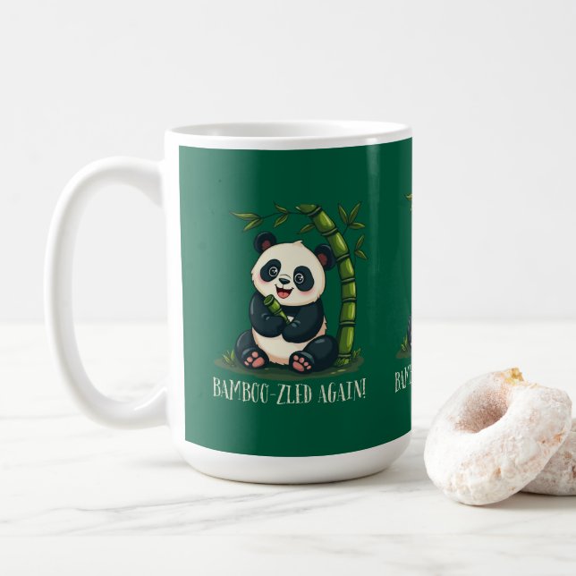 Taza De Café Adorable Panda Abrazando Bamboo Cute Personalizado (Con donut)