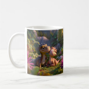Taza De Café Adorable Pareja de Bebés Dinosaurios
