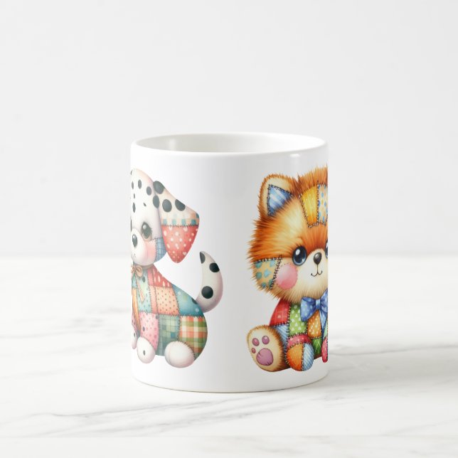 Taza De Café Adorable Patchwork Dogs Diseño de Arte (Centro)