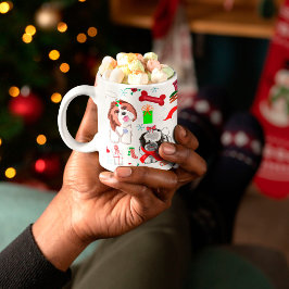 Taza De Café Adorable Patrón Continuo de Navidad de Shih Tzu