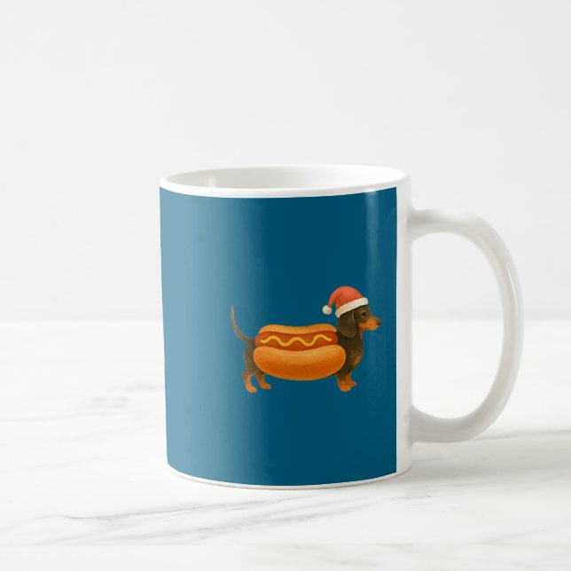 Taza De Café Adorable Pequeño Perro Caliente Divertido Navidad  (Derecha)