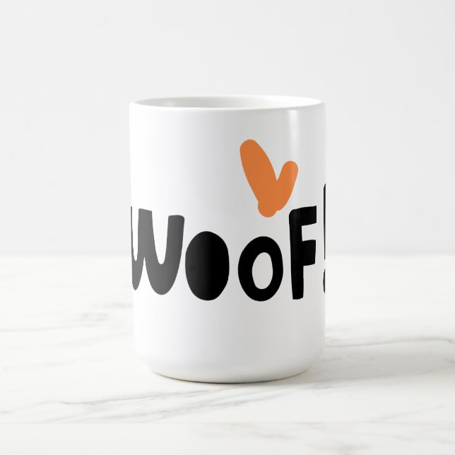 Taza De Café Adorable Perro Amantes "Woof" 15 oz Café Mug (Centro)