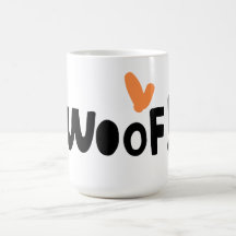 Adorable Perro Amantes "Woof" 15 oz Café Mug