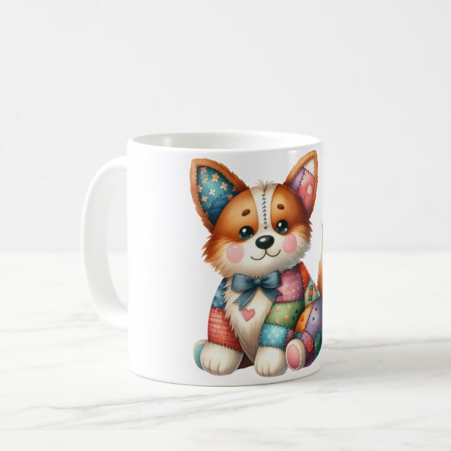 Taza De Café * Adorable perro de conchas #5 Arte Digital (Anverso izquierdo)