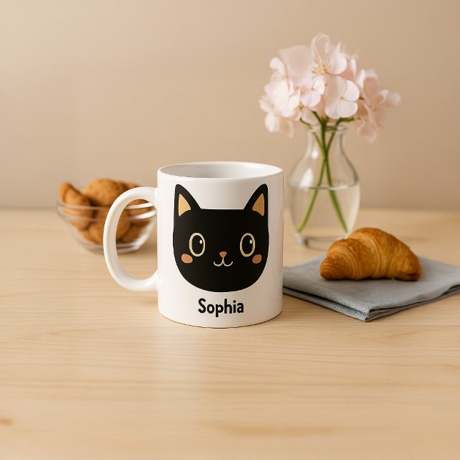 Taza De Café Adorable Personalizado Black Cat Mug (Subido por el creador)
