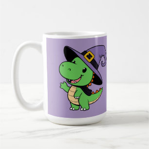 Taza De Café adorable personalizado dino bruja halloween