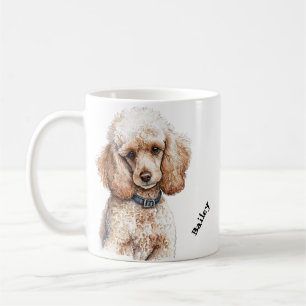 Taza De Café Adorable Poodle Watercolor Art - Amantes de los pe