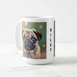 Taza De Café Adorable Pug de cerca | Perro personalizado lindo