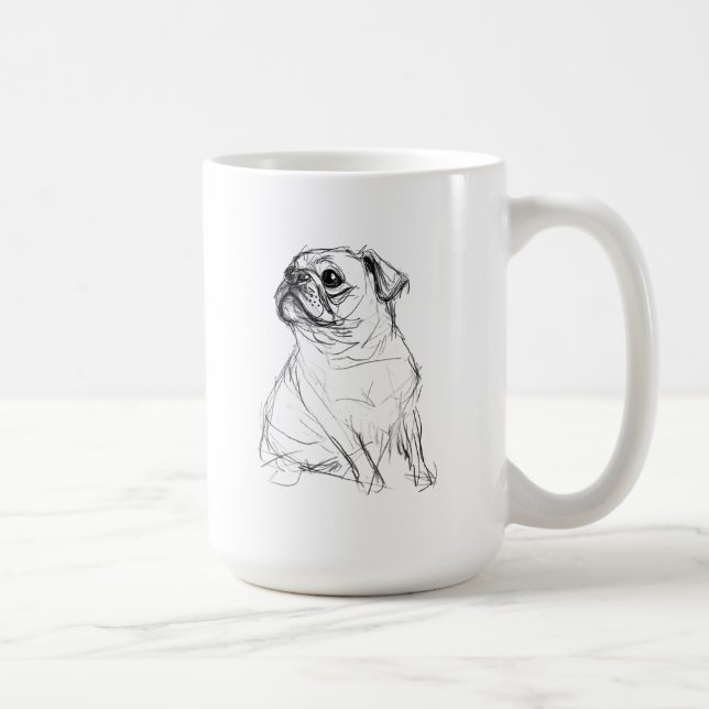 Taza De Café Adorable Pug Elegante Diseño (Derecha)