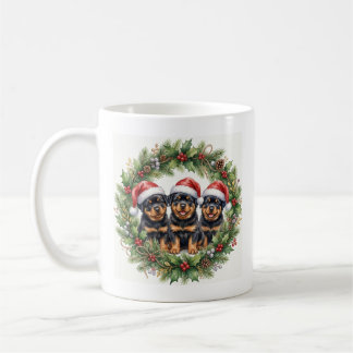 Taza De Café Adorable Puppy Rottweilers Christmas Mug