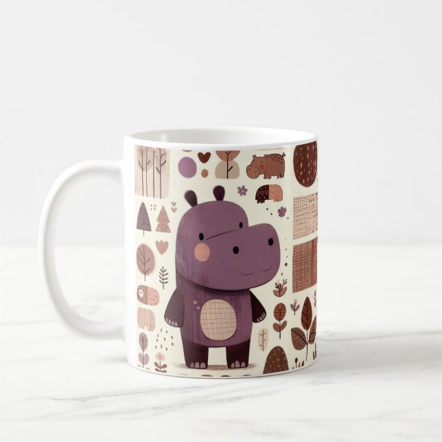Taza De Café Adorable Purple Hippo (Izquierda)