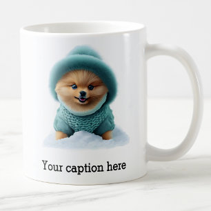 Taza De Café Adorable recreo de invierno de Pomerania