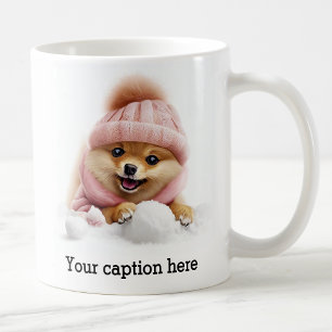 Taza De Café Adorable recreo de invierno de Pomerania