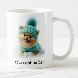 Taza De Café Adorable recreo de invierno de Pomerania