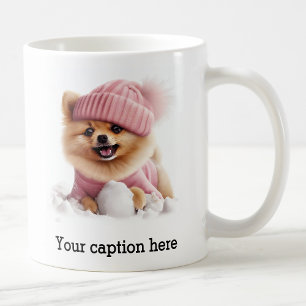 Taza De Café Adorable recreo de invierno de Pomerania