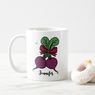 Taza De Café Adorable remolacha raíz vegetal nombre personaliza