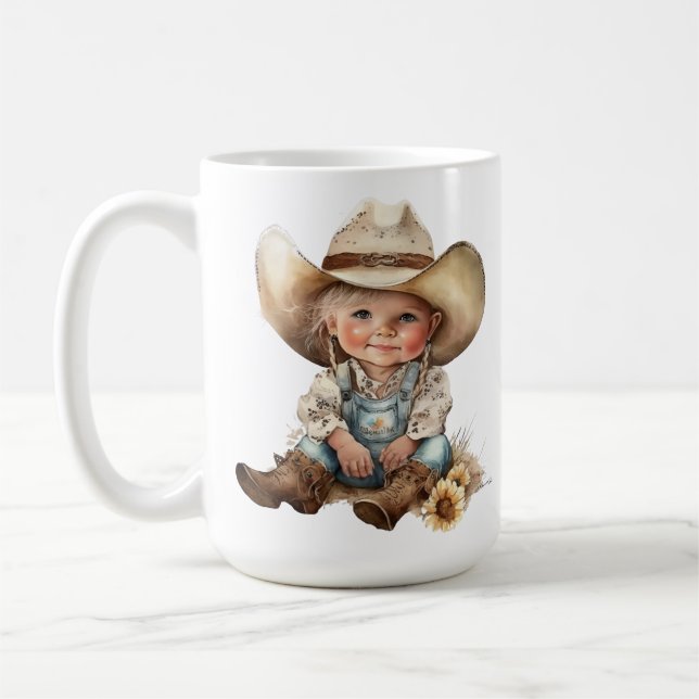 TAZA DE CAFÉ ADORABLE SONRIENTE PEQUEÑA CHICA (Izquierda)