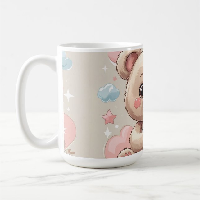 Taza De Café Adorable Teddy Bear Baby - Diseño Pastel Suave (Izquierda)