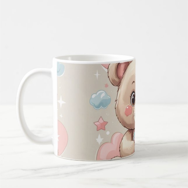 Taza De Café Adorable Teddy Bear Baby - Diseño Pastel Suave (Izquierda)