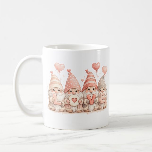 Taza De Café Adorable Valentine Gnome LOVE Mug (Izquierda)