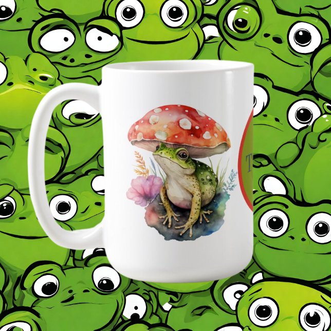 Taza De Café adorables amantes de las ranas monográficas (Subido por el creador)