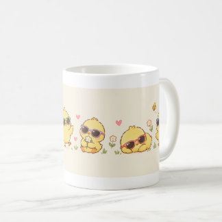 Taza De Café Adorables amigos pollitos kawaii, pastel dulce
