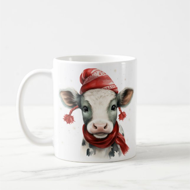 Taza De Café Adorables Navidades de vacas bebé de vacaciones (Izquierda)