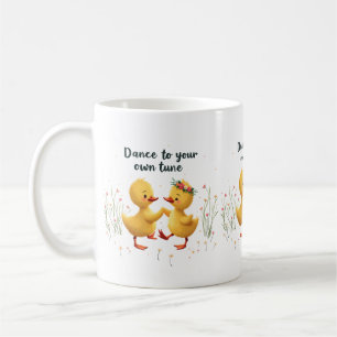 Taza De Café Adorables patitos bailarines con vibraciones flora