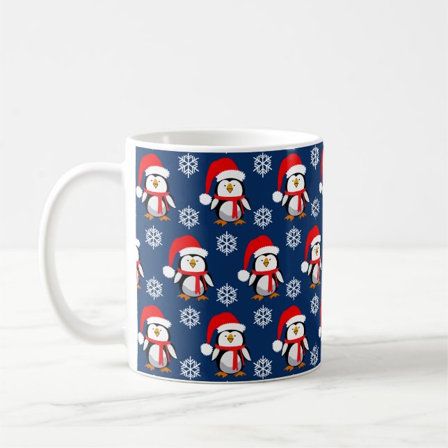 Taza De Café Adorables pingüinos Navidad (Izquierda)