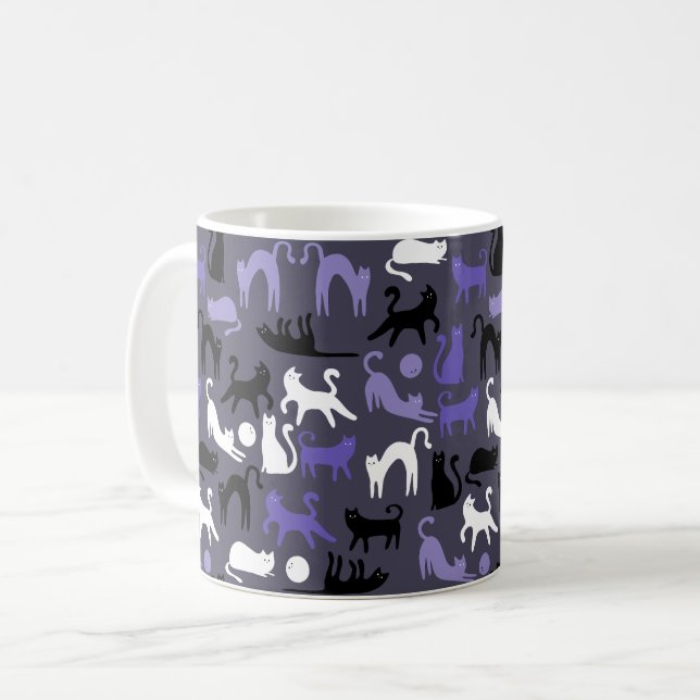 Taza De Café Adorables polos de gato de yoga curado (Anverso izquierdo)