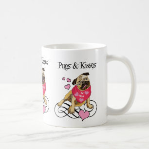 Taza De Café Adorables Pugs & Kisses Valentine Tees & Gifts