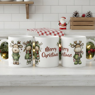 Taza De Café Adorables renos de Navidad