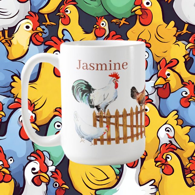 Taza De Café adoradores lindos de pollo añaden nombre (Subido por el creador)