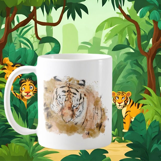 Taza De Café adoradores tigres lindos agregan monograma (Subido por el creador)