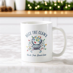 Taza De Café Adorna las Garras Navidad Costera Cangrejo