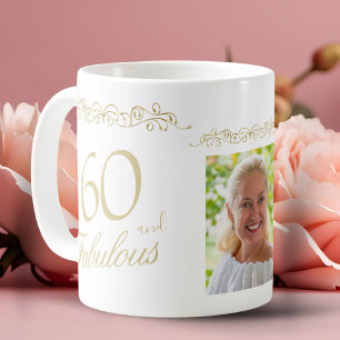 Taza De Café Adorno de 60 y Fabuloso Cumpleaños 60 Foto