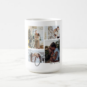 Taza De Café Adorno de foto de Navidad, Collage de fotos de Nav