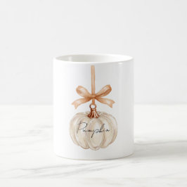 Taza De Café Adorno de lazo de melocotón de calabaza blanca