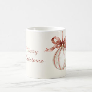 Taza De Café Adorno de Navidad de Marfil Blanco con Rayas de La