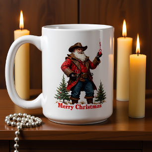 Taza De Café Adorno de Navidad de Santa Forajido