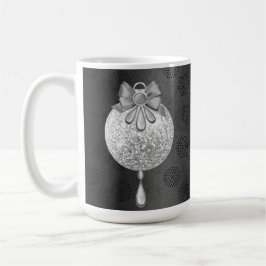TAZA DE CAFÉ ADORNO DE NAVIDAD NEGRO CON PLATA