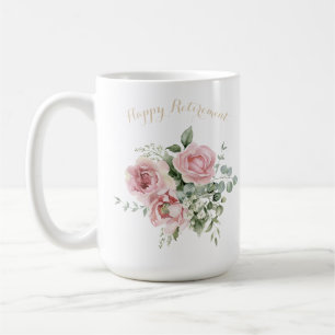 Taza De Café Adorno Floral de Jubilación Feliz