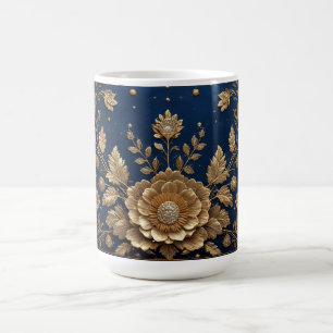 Taza De Café Adorno Floral Dorado