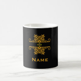 Taza De Café Adorno Floral Dorado Elegante Estilo Barroco